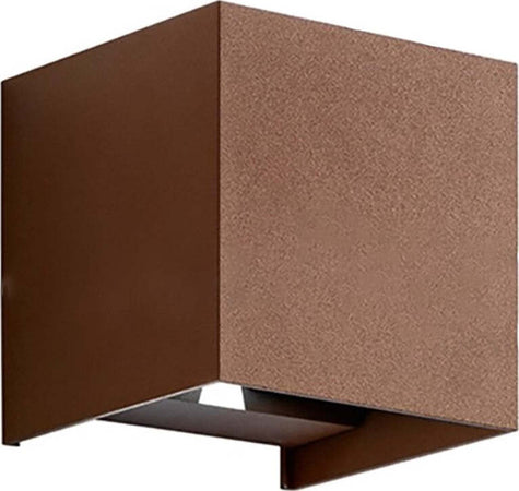 Applique-esterno-Gea-Led-HENK-Q-GES864C-LED-IP54-3000°K-lampada-parete-classico-ruggine-cubo-alluminio