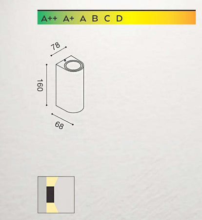 Applique-esterno-Gea-Led-VEJO-B-GES904-GU10-LED-IP44-alluminio-moderno-lampada-parete-cilindro-biemissione