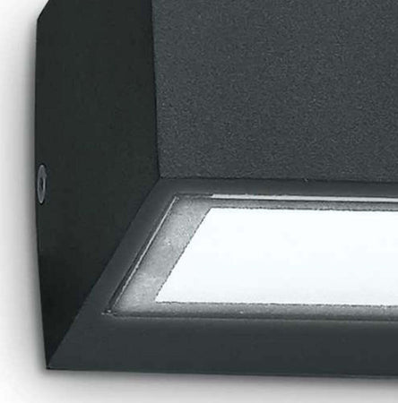 Applique-esterno-Ideal-Lux-TWIN-AP1-115368-115351-115375-G9-LED-IP44-alluminio-lampada-parete-biemissione