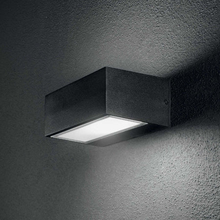 Applique-esterno-Ideal-Lux-TWIN-AP1-115368-115351-115375-G9-LED-IP44-alluminio-lampada-parete-biemissione