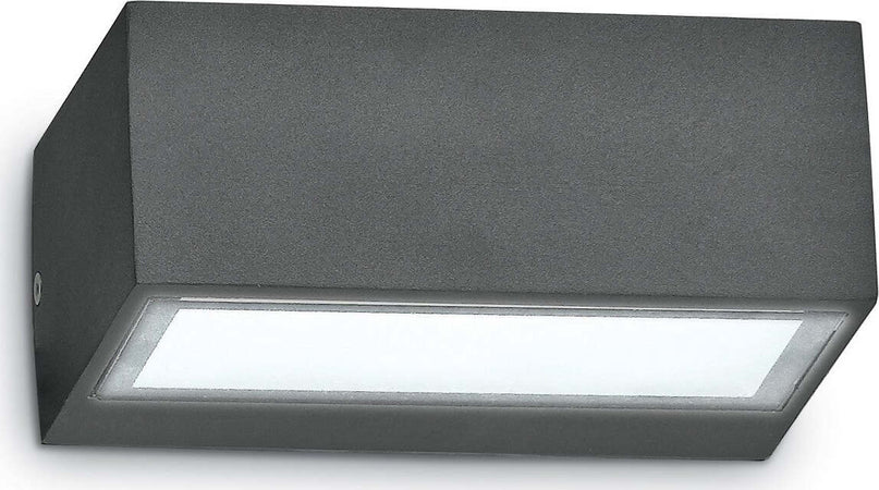 Applique-esterno-Ideal-Lux-TWIN-AP1-115368-115351-115375-G9-LED-IP44-alluminio-lampada-parete-biemissione