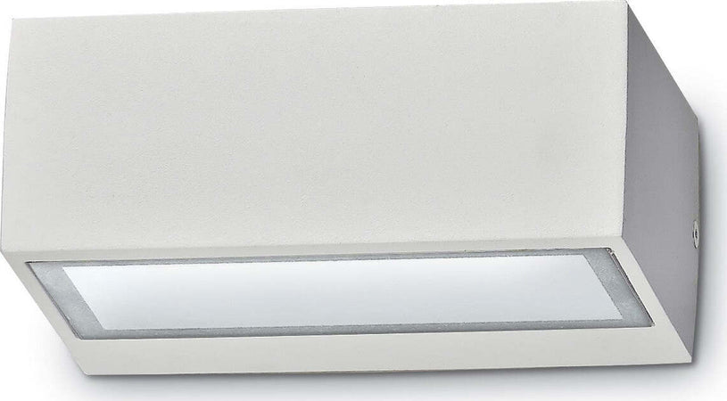 Applique-esterno-Ideal-Lux-TWIN-AP1-115368-115351-115375-G9-LED-IP44-alluminio-lampada-parete-biemissione