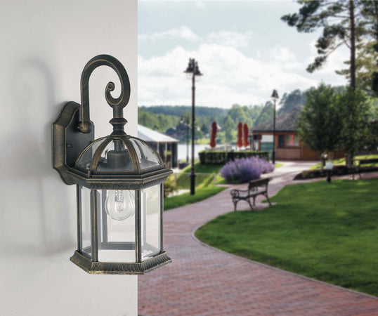 Applique Gaeta Nero/Oro 1Xe27 Ip23 20,5X39X20Cm Illuminazione/Illuminazione per interni/Illuminazioni per pareti/Applique Led Mall Home - Napoli, Commerciovirtuoso.it