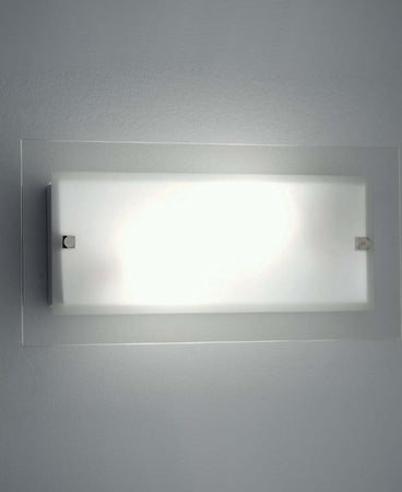 Applique-Illuminando-FLAT-AP-P-25x13-E27-LED-lampada-parete-vetro-satinato-trasparente-rettangolare-moderna-interno