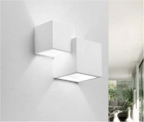 Applique-In-Gesso-Moderno-2-Cubi-A-Doppia-Emissione-Luce-Contemporanea-G9-Gs-e74