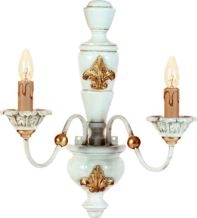 Applique-In-Legno-Classico-Avorio-Oro-2-Luci-Cigno