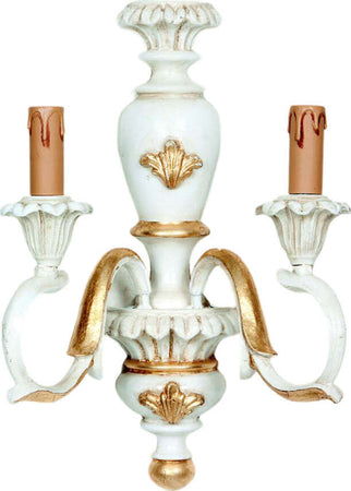 Applique-In-Legno-Classico-Avorio-Oro-2-Luci-Picchio