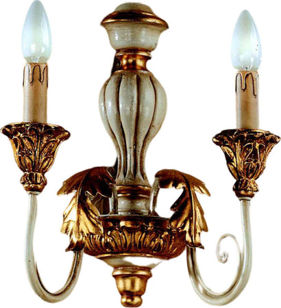 Applique-In-Legno-Classico-Avorio-Oro-2-Luci-Tuffolo
