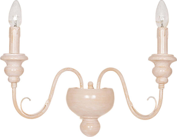 Applique-In-Legno-Classico-Ocra-Sbiancato-2-Luci-Anatra