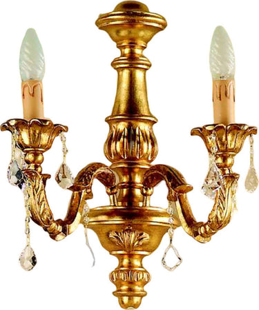 Applique-In-Legno-Classico-Oro-2-Luci-Trampoliere