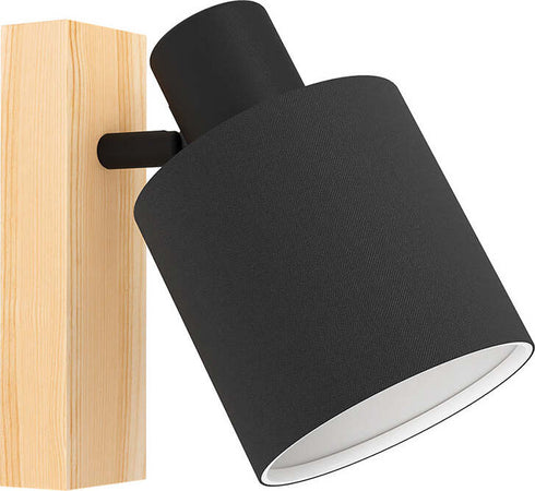 Applique-Industrial-Batallas-1-Luce-Legno-Marrone-E-Nero