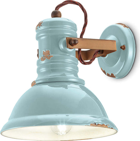 Applique-Industrial-Ferro-E-Ceramica-Vintage-Azzurro-1-Luce-E27