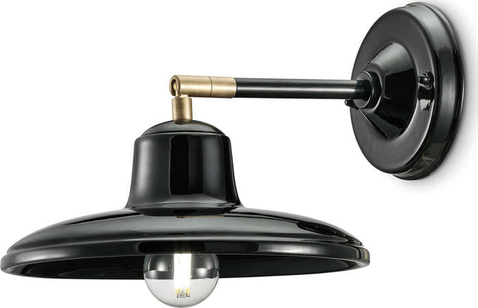Applique-Industrial-Minimal-Nordico-B&W-Metallo-Smaltato-Nero-1-Luce-E14
