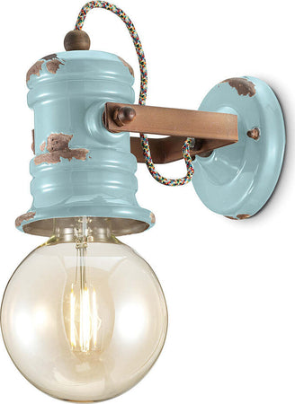 Applique-Industrial-Minimal-Urban-Ferro-Ceramica-Vintage-Azzurro-1-Luce-E27