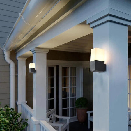 Applique Lampada Da Parete Muro Interno Esterno Portalampada E27 Ip44 Cubo Nero
