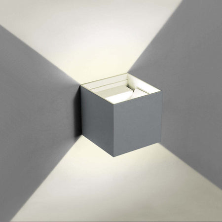 Applique Led Cubo Grigio Lampada Da Parete 5w 750lmn Luce Regolabile Updown Ip65 Applique per interno Trade Shop italia - Napoli, Commerciovirtuoso.it