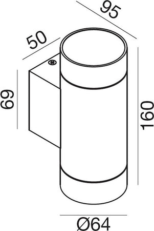 Applique-led-Gea-Led-LILY-B-GES1066-GU10-IP54-grigio-lampada-parete-alluminio-biemissione-moderno