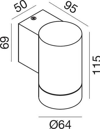 Applique-led-Gea-Led-LILY-M-GES1062-GU10-IP54-grigio-lampada-parete-alluminio-monoemissione-moderno