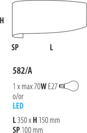 Applique-moderna-Fratelli-Braga-VIRGOLA-582-A-E27-LED-metallo-biemissione-lampada-parete