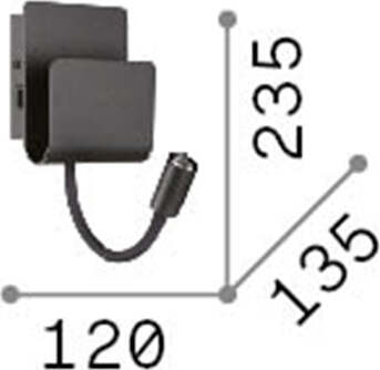 Applique-Moderna-Probe-Metallo-Nero-2-Luci-9W-3000K-Luce-Calda