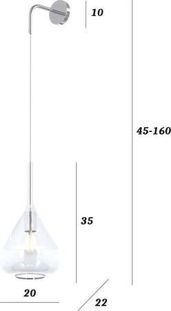 Applique-moderna-Top-Light-KONA-1177-CR-A-TR-E27-LED-lampada-parete-vetro