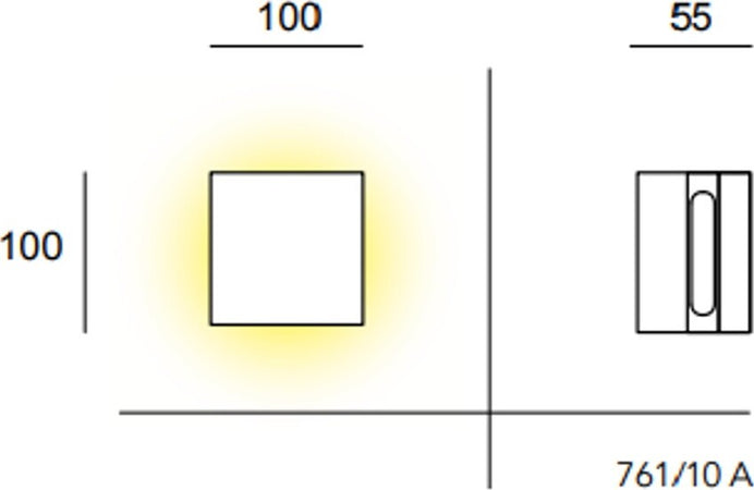 Applique-moderno-Cattaneo-illuminazione-QUADRETTO-761-10A-LED-8.8W-960LM-3000°K-lampada-parete-alluminio-interno-IP20