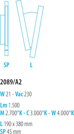 Applique-moderno-Fratelli-Braga-ELLE-2089-A2-LED-metallo-lampada-parete