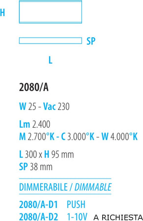 Applique-moderno-Fratelli-Braga-GAMMA-2080-A-D1-LED-metallo-metacrilato-lampada-parete