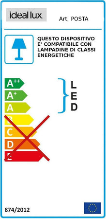 Applique-moderno-Ideal-Lux-POSTA-AP3-051970-009933-E14-LED-metallo-lampada-parete-biemissione