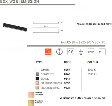 Applique-moderno-Linea-Light-Group-BOX-W2-BI-EMISSION-8263-LED-28W-alluminio-lampada-parete