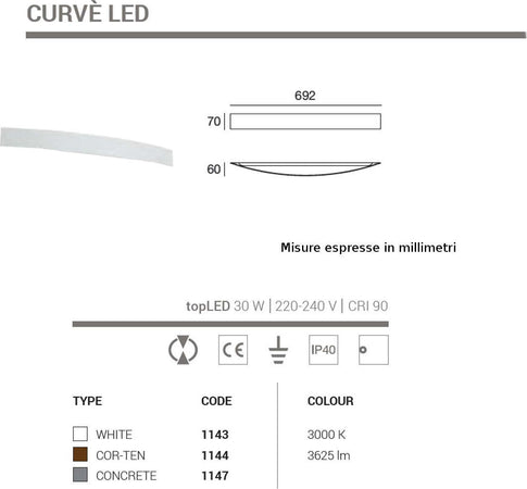 Applique-moderno-Linea-Light-Group-CURVE-LED-1143-1144-1147-alluminio-lampada-parete