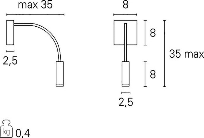 Applique-moderno-Pan-International-LONDON-LED-alluminio-lampada-parete-orientabile