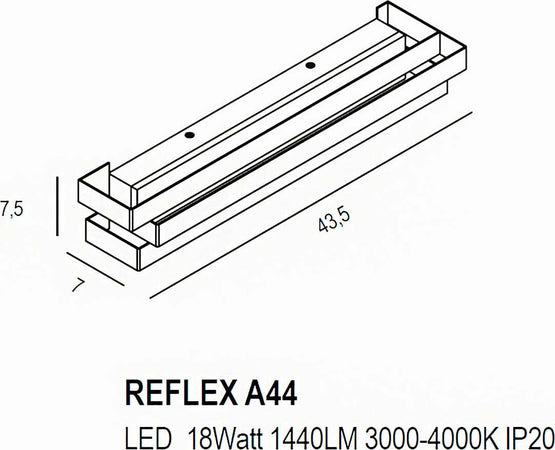 Applique-moderno-Promoingross-REFLEX-A44-WH-LED-metallo-switch-lampada-parete