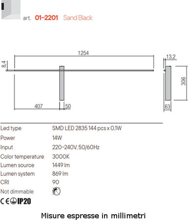 Applique-moderno-Redo-Group-TANGENT-01-2201-LED-alluminio-lampada-parete