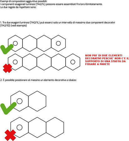 Applique-moderno-Top-Light-HEXAGON-1142-1D-componente-metallo-parete-soffitto