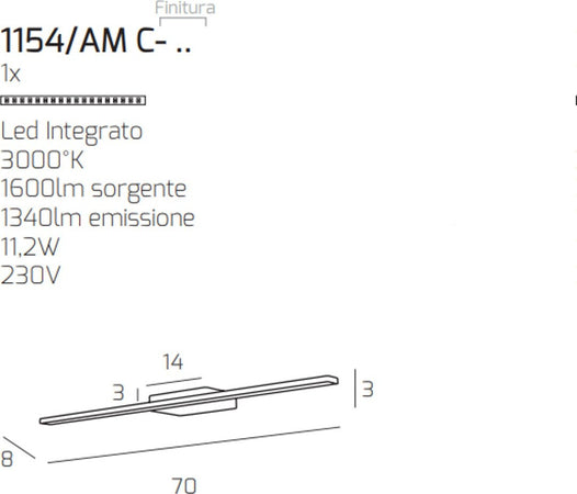 Applique-moderno-Top-Light-LINE-1154-AM-LED-metallo-lampada-parete