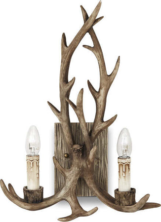 Applique-Rustica-Country-Chalet-Metallo-Beige-2-Luci-E14