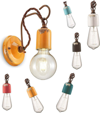 Applique-rustica-Ferroluce-Retrò-VINTAGE-C665-E27-LED-ceramica-lampada-parete
