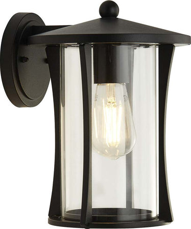 Applique-Rustico-Country-Pagoda-Alluminio-Nero-Vetro-Trasparente-1-Luce-E27