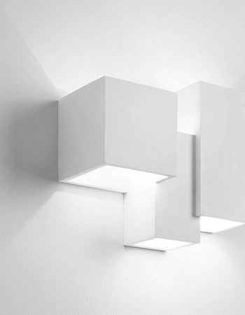 Applique-SF-HERAEA-T205-G9-LED-Sforzin-Illuminazione-gesso-verniciabile-biemissione-lampada-parete-moderna-parallelepipedo
