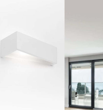 Applique-SF-TEOS-T174.10-G9-LED-24.5CM-gesso-bianco-verniciabile-lampada-parete-biemissione-interno