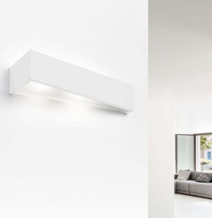 Applique-SF-TEOS-T174.11-G9-LED-34.5CM-gesso-bianco-verniciabile-lampada-parete-biemissione-interno
