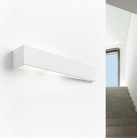 Applique-SF-TEOS-T174.12-G9-LED-47.5CM-gesso-bianco-verniciabile-lampada-parete-biemissione-interno