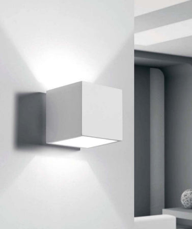 Applique-Sforzin-Illuminazione-IONIA-T98-G9-LED-cubo-lampada-parete-gesso-bianco-dipingere-IP20
