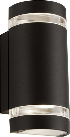 Applique-Sheffield-Alluminio-Nero-Policarbonato-Trasparente-2-Luci-Gu10