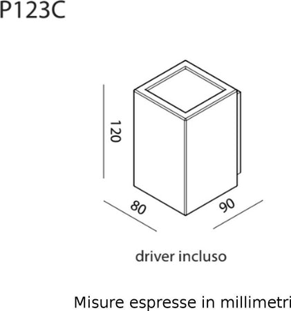 Applique-Toscot-SMITH-P123C-95°-LED-1.7W-3000°K-IP65-lampada-parete-biemissione-rustica-esterni