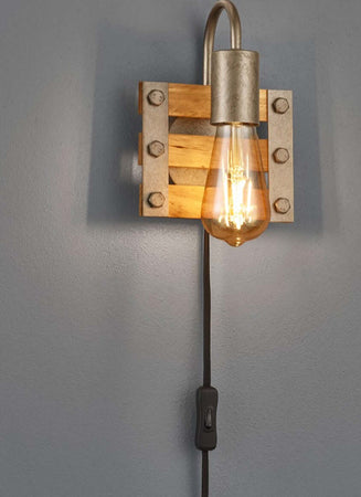 Applique-Trio-Lighting-KHAN-AP1-E27-LED-legno-lampada-parete-classica-rustica-vintage-multiluce-interno