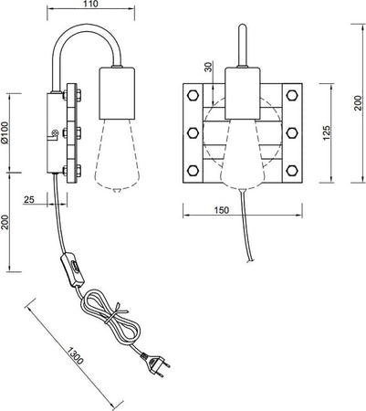 Applique-Trio-Lighting-KHAN-AP1-E27-LED-legno-lampada-parete-classica-rustica-vintage-multiluce-interno