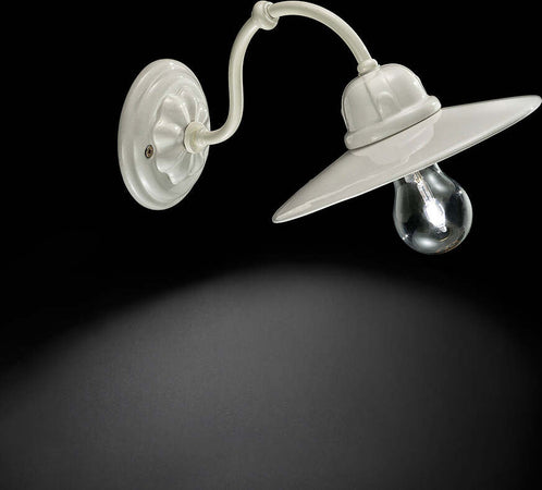Applique-Vintage-B&W-Metallo-Smaltato-Bianco-1-Luce-E27