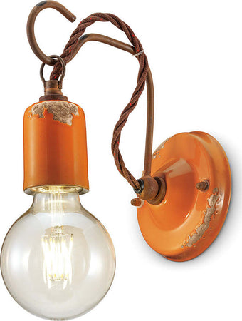 Applique-Vintage-Ceramica-Arancio-Con-Filamento-1-Luce-E27
